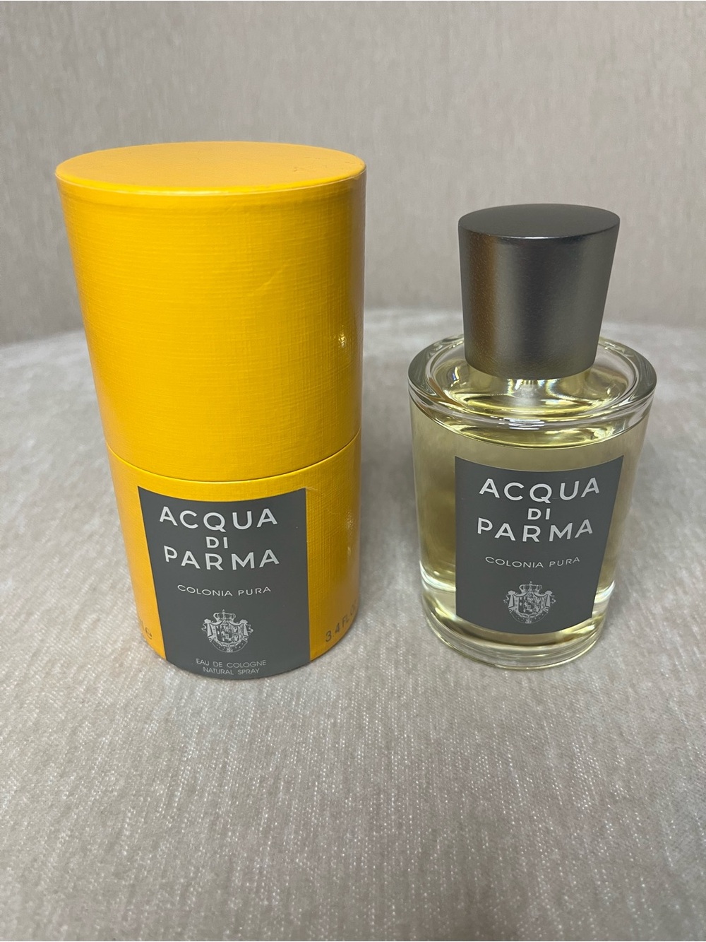 Acqua Di Parma Colonia Pura Bottle with Yellow Cylindrical Box